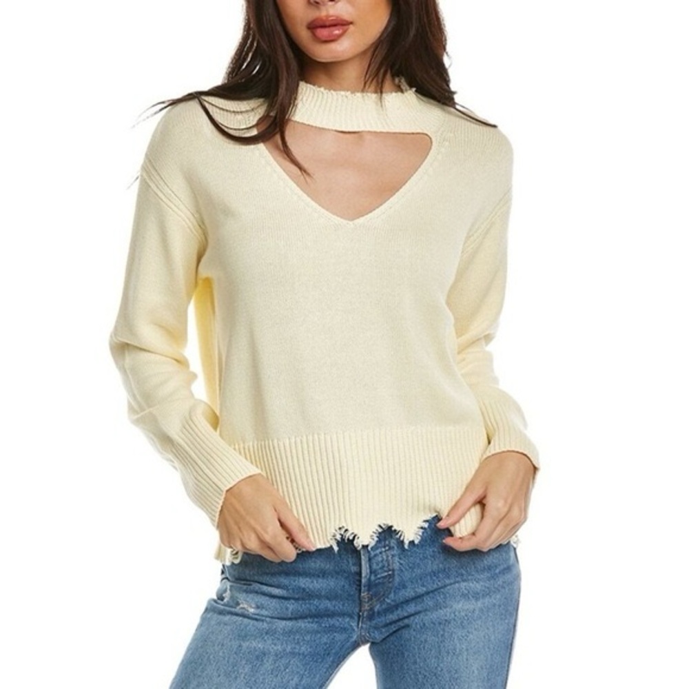Women's Cream V-Neck Sweater